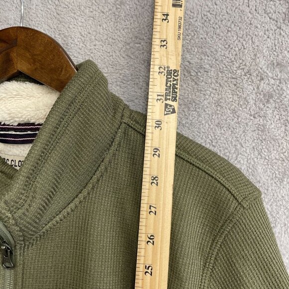 NWOT BC Clothing Co. Heritage Olive Green Men's M Sherpa Waffle Knit Quarter-Zip - Picture 5 of 10